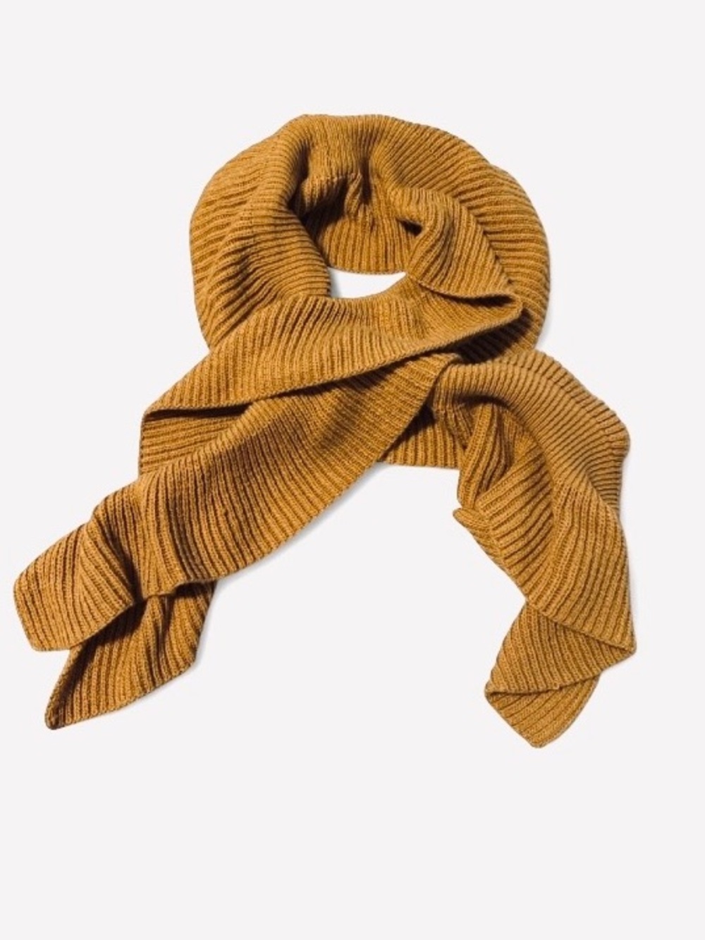 Mustard Yellow Long Ruffled Ribbed Knit Scarf - Picture 5 of 11